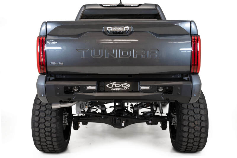 Toyota Tundra Bumper - Rear - Addictive Desert Designs - Stealth Fighter - Hammered Black Powder Coat with Satin Black Aluminum Accent Panels - `22-`27